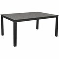 Bfm Seating BFM Seaside 35'' x 72'' Black Metal Bolt-Down Standard Height Table with Gray Synthetic Teak Top 163PH3572GBK